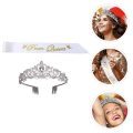 Miniatyrbilde 3 av 5: Hodebåndsett for eksamenfest, Prom Queen, med skulderstropp (hvit) Hvit 160x9.5x0.1cm White 160x9.5x0.1cm