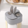 Miniatyrbilde 3 av 5: 2 stk krydderdispenser, 4 i 1 krydderbokser firkantet, grå plast kvantitativ krydderstrøer, for grilloppbevaring, krydderboks