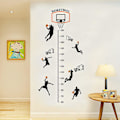 Miniatyrbild 4 av 4: Basketbollskottsport Höjdväxtdiagram Väggdekaluppsättning Självhäftande Höjddekaler För Sovrum, 90x30