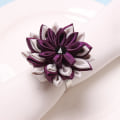 Miniatyrbillede 3 af 5: 10 stk. Stof Lilla Lotus Servietspænde Multilayer Servietring Håndlavet Servietholdere Bryllup Bord