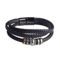 Trelags sort læderarmbånd magnetisk rustfrit stålspænde Jeg elsker dig indgraveret rustfrit stål læderarmbånd 7 7 7