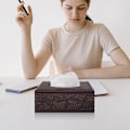 Miniatyrbild 5 av 5: PU-läder servettbehållare Kleenex-behållare Rektangulär servettbehållare med magnetisk botten, dekorativ servettbehållare för fåfänga
