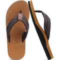 Sommarflip-flops för män, strandtofflor i läder och tyg, yogaskor för poolen - bekväma och slitstarka (storlek 41–42)