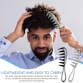Miniatyrbilde 5 av 7: 2 deler Hajkam bredtannkam krøllete hårkam Antistatisk frisørkam Salong Afro kam med håndtak Barber stylingverktøy (svart, grå)