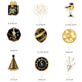 Miniatyrbild 2 av 5: 2 set Happy New Year Banner 2025 Guld och Svart Nyårsdekorationer Festtillbehör Tårta Cupcake Toppers för Nyårsafton