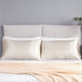 Miniatyrbild 5 av 5: Satin Kuddeöverdrag för Hår och Hud Silke Kuddeöverdrag 2-pack, Queen Size (51*66 cm) Glidande Set med 2 med Kuvertförslutning (Beige)