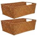 Set of 2 Woven Storage Baskets Hand-Woven Bread Fruit Snack Organizer for Home Kitchen Restaurant Brown 30cm