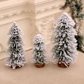 Miniatyrbilde 3 av 5: 3 stk Desktop Snøfylt Furutrær med Trebase, Snøfylte Juletrær Små, med Trebase Mini Julefuru