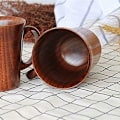 Miniatyrbillede 3 af 4: Trækaffebøtter Trækop Naturlig Jujube Kop Håndlavet Tekop med Håndtag 10 oz / 300ml stærk og holdbar og delikat