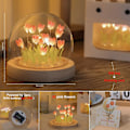 Miniatyrbilde 2 av 6: 20 Blomster) Sammensatt Tulipanlampe Nattlampe med Glasskuppel, Stilig Håndlaget Kunstig Blomst Bordlampe Soveromsskrivebordets Dekorasjon