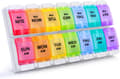 Weekly 7-Day Pill Organizer, Large Daily Pill Box with Easy Push-Button Design