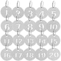 20 stk. rustfrie nummererte 1-20 merkelapper nøkkelringer rustfrie ID-merker bagasjemerker (2,3X2,3CM, sølv) IC