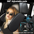Miniatyrbillede 4 af 5: Sort Memory Foam Bilpude, Justerbar Nakkestøtte til Børn til at Sove i Bilen. Indbygget Memory Foam kan Genoprettes
