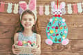 Miniatyrbild 5 av 5: Easter Felt Bunny Wall Hanging Set with Removable Decorations, Festive Holiday Decorations for Home Decor