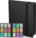 Trading Card Binder, 360 Pockets, Side-Loaded Card Binder, Waterproof Card Book (Black)