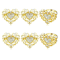 Miniatyrbillede 1 af 5: 6 stk. Servietringe Hjerte Servietring Rhinestone Servietspænde Kompatibel Med Valentinsdag Bryllup Ferie