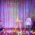 Miniatyrbillede 1 af 5: LED Gardinlys 300 LED 8 Tilstande USB med Fjernbetjening til Hjem Værelse Soveværelse Bryllup Fest Jul Vindue Vægge Dekorationer