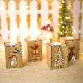 Miniatyrbilde 4 av 5: Julelyslykter i tre, sett med firkantede lyslykter i tre i rustikk stil, juletrær, elger, lyslykter for jul