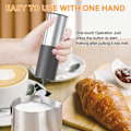 Miniatyrbilde 5 av 5: Elektrisk melkeskummer, håndholdt med stativ i rustfritt stål, batteridrevet skummaker, miniblander og elektrisk mikser for kaffe