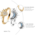 Miniatyrbillede 2 af 8: Celestial Sol og Måne Ringsæt, Glitrende Sol Ring/Blå Måne Ring Sølv 7