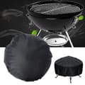 Waterproof Round Fire Pit Cover with Drawstring UV Resistant Outdoor Patio Backyard Protection Black 122 x 45 cm