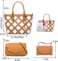 Miniatyrbild 3 av 5: Tote-väskor för kvinnor 4-pack axelväskor rutmönstrade handväskor plånböcker crossbody-väskor Khaki Khaki