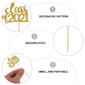 Miniatyrbillede 3 af 4: 24 stk. Graduering Fest Trencher Kage Toppers Papir Kage Toppers Guld 5,5x2,5cm Golden 5.5x2.5cm
