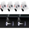 4 stk Tesla Puddle Lights Bildørlampe Logoprosjektor, Ultralett LED 3D Laser Ghost Shadow Light, Invitasjonslamper for Model 3 YSX Tilbehør
