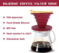 Miniatyrbillede 2 af 7: Sammenklappelig Kaffefilterholder til Filterkaffe, Bærbar Kaffebrygger til Camping, Genanvendeligt Silikonefilter til Backpacking og Camping