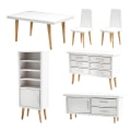 Miniatyrbilde 3 av 4: Barnebordstoler i tre, minihusdekor, dukkeutstyr, 1:12 skala møbler, barnebordstol, hvit M White M