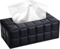 Tissue Dispenser Rektangulär Tissuehållare PU-läder Ansiktsservettlåda för Hem Kontor Restaurang, Svart