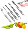 Miniatyrbild 1 av 5: 6-pack Stainless Steel Kitchen Corer - Fruit and Vegetable Corer - Cherry Corer, Strawberry, Jalapeño Corer Set
