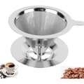Miniatyrbillede 1 af 7: Genanvendelig kaffefilterholder i rustfrit stål, velegnet til manuel kaffebrygning, dobbeltfilter.