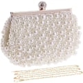 Miniatyrbillede 1 af 5: Dame Perle Aften Clutch Taske Kvinder Bryllup Taske Håndtaske Middagsselskab Bal Brude Taske