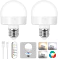 Miniatyrbild 1 av 5: Remote Control Rechargeable Lamp, Wireless Puck Light Dimmable Magnetic, Three Color Lights, For Non-Wired Wall Lamp, 2-pack