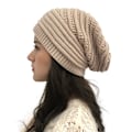 Miniatyrbilde 1 av 4: Hodeplagg Dame Beanie Varm Strikket Lue Søt Lue for Kaldt Vær beige