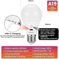 Miniatyrbild 5 av 5: Rechargeable Lamp with Remote Control, 8W Smart RGB Color Changing Bulb, 9+3 Color Temperatures, E27 LED Dimmable Touch Control Lights W [DB]