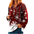 Pikkukuva 1 / 2: Hupun kanssa rento joulukuvioinen puuvillapaita - Pullover Polo Short Casual Hooded Christmas Element Printed Cotton SweaterM M