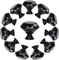 10-pack Knobs for Drawers, Diamond Shaped Crystal Glass (30 mm, Black)