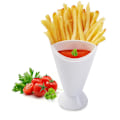 Miniatyrbilde 1 av 5: Selvstående 2-i-1 pommes frites-kjegle med dyppekopp Potetverktøy Servise Pommes frites Potetchips Kjegleholder Kopper Pommes frites