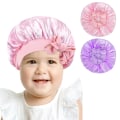 Miniatyrbild 1 av 5: 2-pack Satäng Sovhuva för Barn, Mjuk Satäng Sovhuva, Justerbar Sovhatt Hårförvaring för Barn, Rosa+Lila
