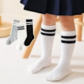 Miniatyrbilde 5 av 5: 6 par Little Boy Girls kneihøye skoleuniformssokker Mesh pustende bomullsstriper strømper vår sommer høst og vinter