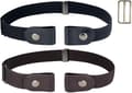 Buckle-Free Stretch Belt for Women/Men - 2-Pack Black+Reddish Brown-a, Invisible