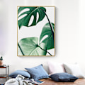 Miniatyrbild 3 av 5: Vardagsrumsväggkonst Grönt blad Enkelt liv Målning Sovrumsvägg Dekoration Växt 3 delar Canvas Konstmålning Tropisk Grön