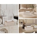 Miniatyrbilde 3 av 5: Vevboks i rektangulært PU-lær, holder for ansiktsvev, for kommode, bad, dekorasjon (Beige)