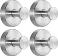 Suction Hooks for Shower, Towels, Robes, Loofahs, Mounts on Smooth Surfaces, Brushed Nickel, 4-Pack