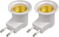 LED-lampe E27 hanstik EU-stik adapterkonverter til lampeholder med tænd/sluk-knap (hvid*2)