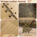 Miniatyrbild 2 av 6: Vintage Leather Notebook with Maple Leaf Pattern 16.5x23.5 CM 80 Sheets Paper 6-Ring Binder Journal Sketchbook A5 Notebook Refillable Gift Idea