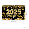 Miniatyrbillede 2 af 5: Sort Stor Happy New Year Banner til 2025 Nytårsaften Dekoration, let at skabe en stærk nytårs nedtælling