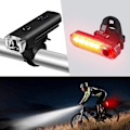 Pikkukuva 5 / 5: Pyörävalosarja USB-ladattava polkupyörän etuvalo ja takavalo Valomoodit Helppo asentaa miehille, naisille, lapsille, tielle